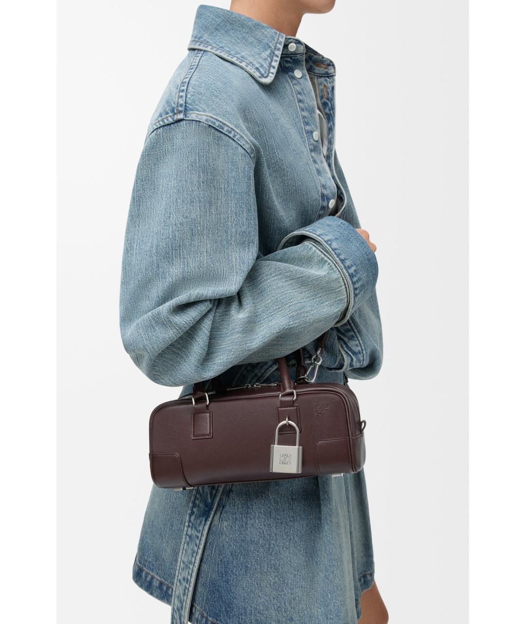 LOEWE Коричневая кожаная сумка с короткими ручками, фото 2