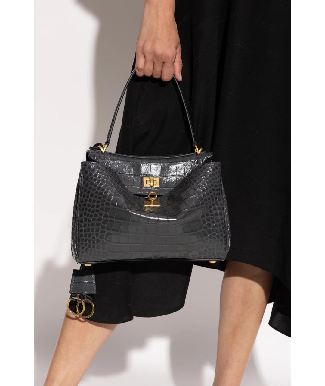 BALENCIAGA Серая кожаная сумка тоут, фото 2