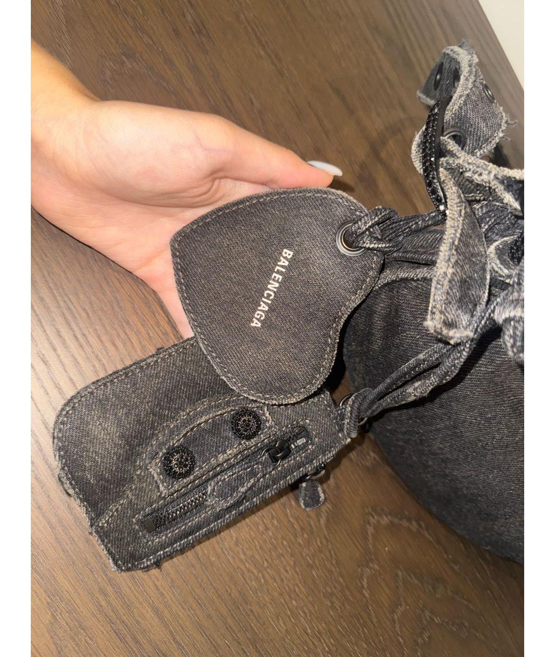BALENCIAGA Черная деним сумка через плечо, фото 8
