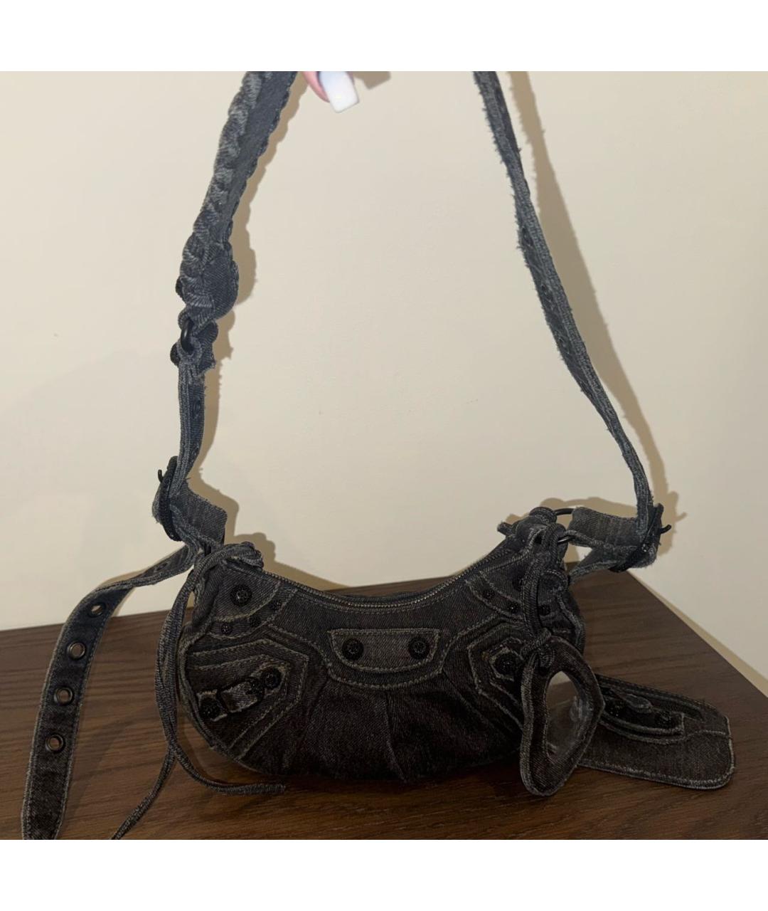 BALENCIAGA Черная деним сумка через плечо, фото 3