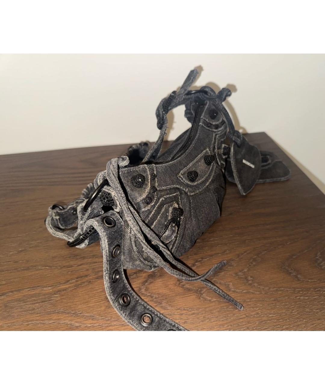 BALENCIAGA Черная деним сумка через плечо, фото 4