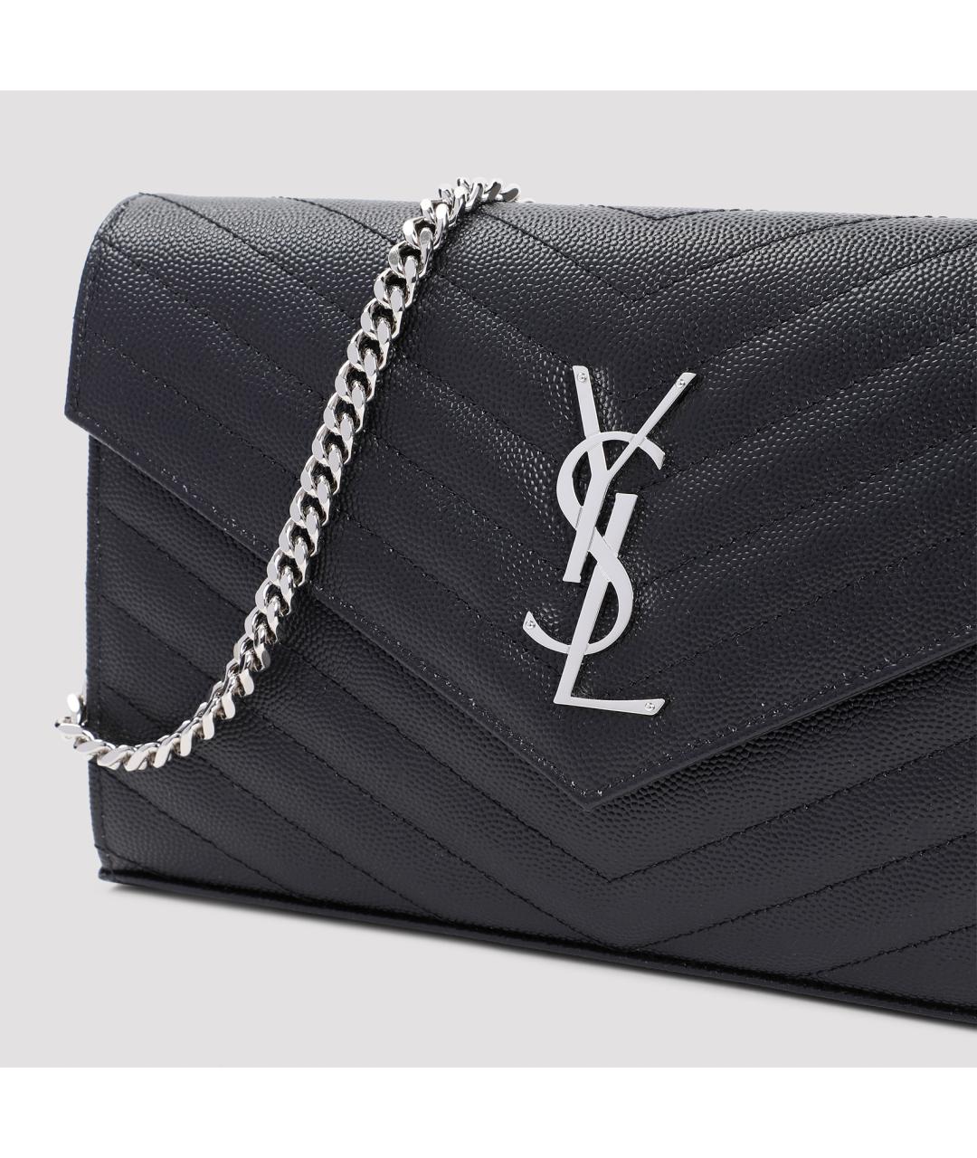 SAINT LAURENT Черный кожаный кошелек, фото 4