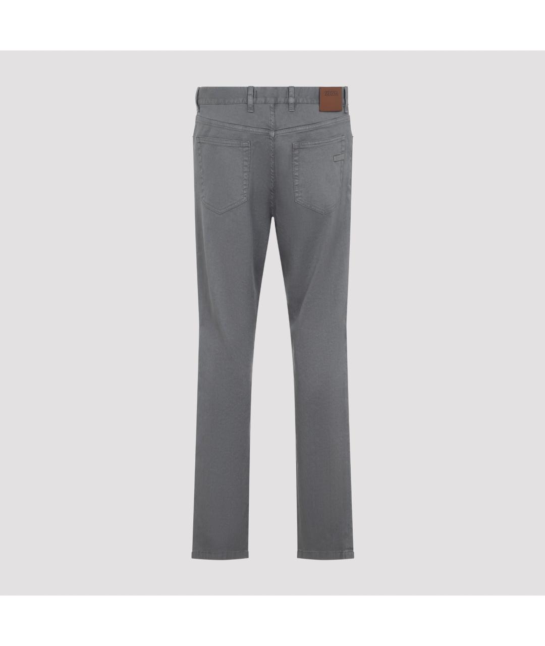 ZEGNA Серые хлопко-леновые прямые джинсы, фото 3