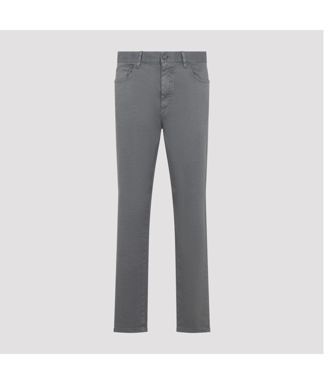ZEGNA Серые хлопко-леновые прямые джинсы, фото 2