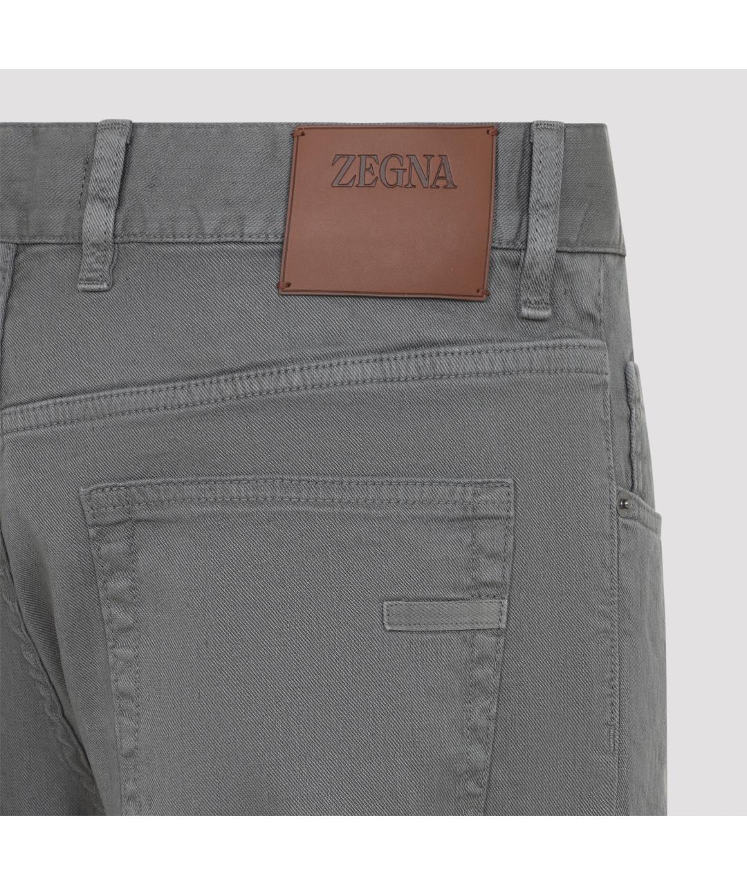 ZEGNA Серые хлопко-леновые прямые джинсы, фото 4