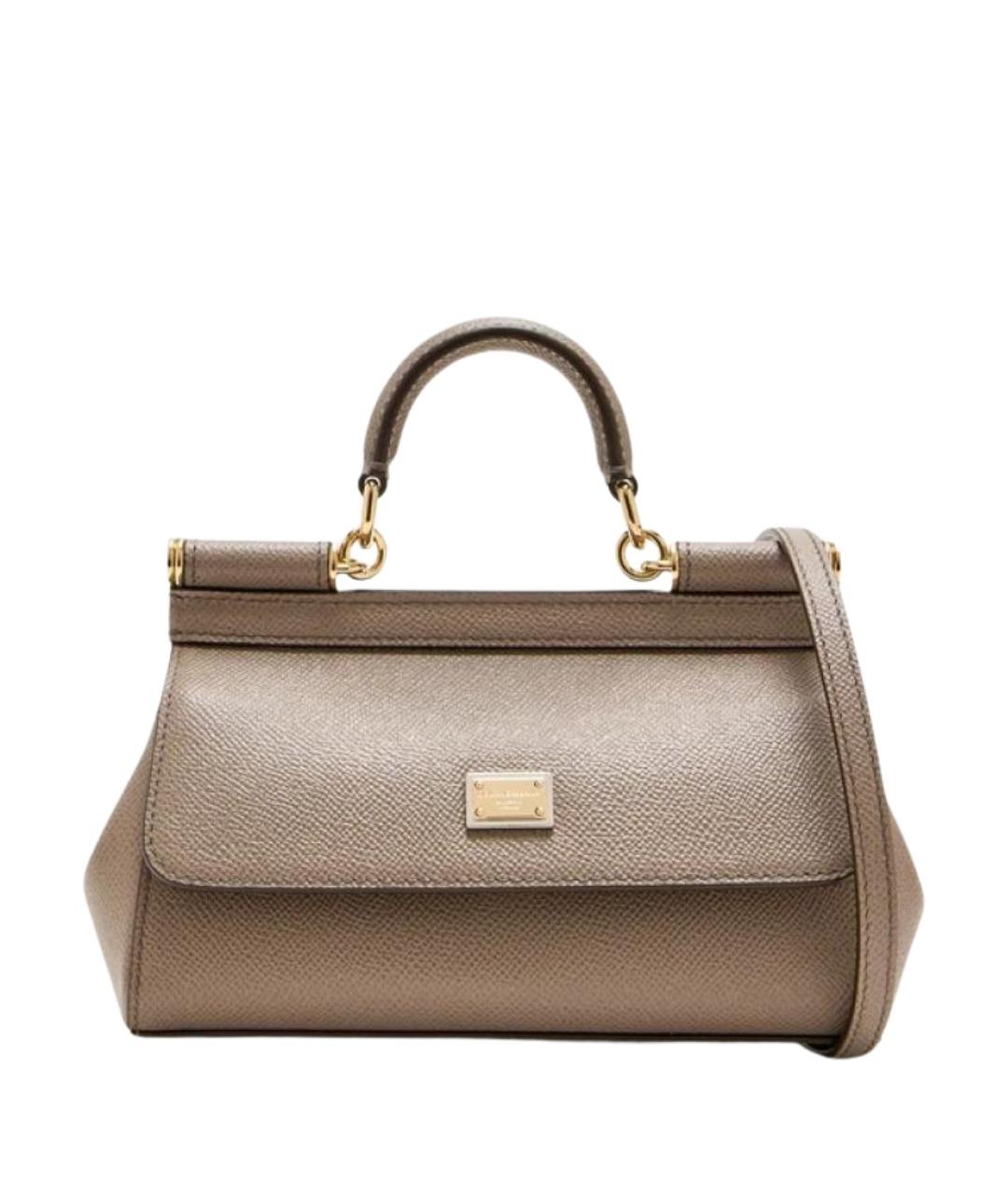 DOLCE&GABBANA Серая кожаная сумка с короткими ручками, фото 1