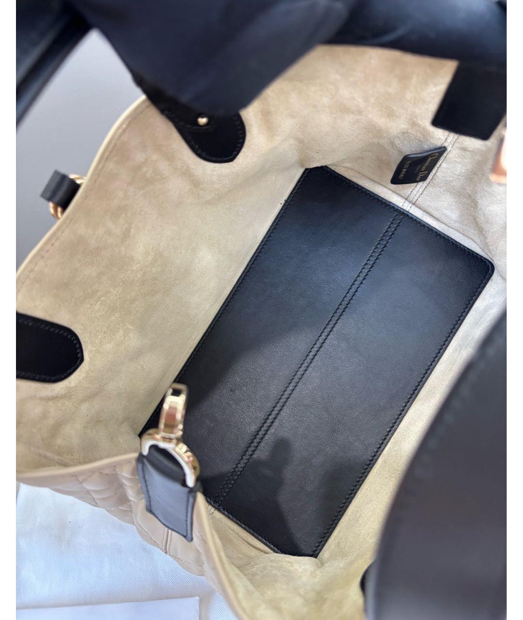 CHRISTIAN DIOR Бежевая кожаная сумка тоут, фото 7