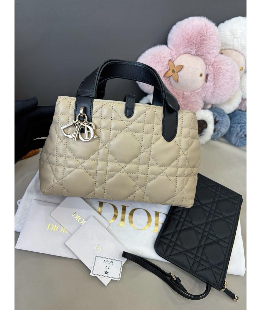 CHRISTIAN DIOR Бежевая кожаная сумка тоут, фото 8