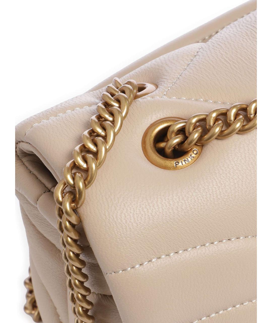 PINKO Бежевая кожаная сумка через плечо, фото 4