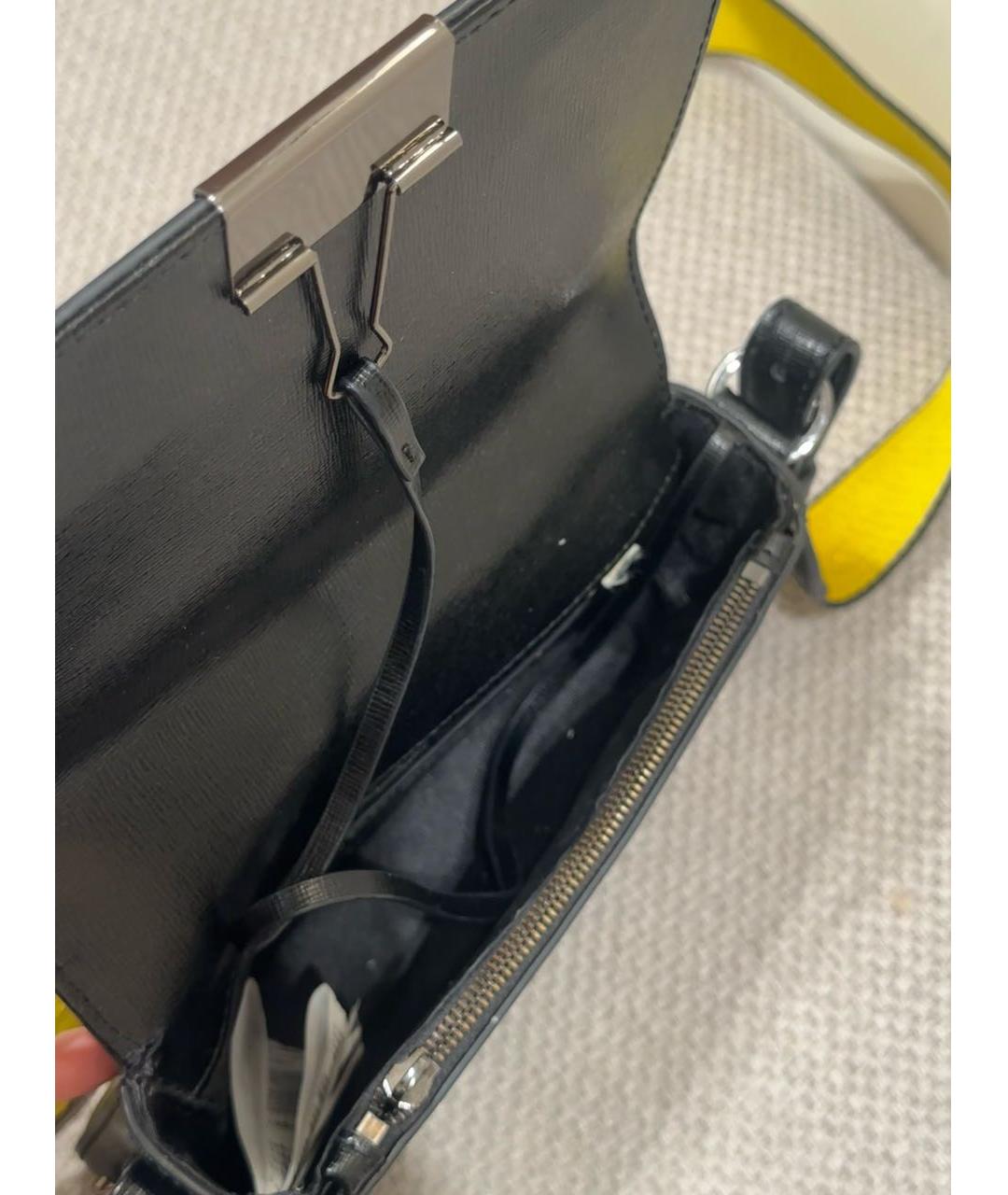 OFF-WHITE Черная кожаная сумка через плечо, фото 4