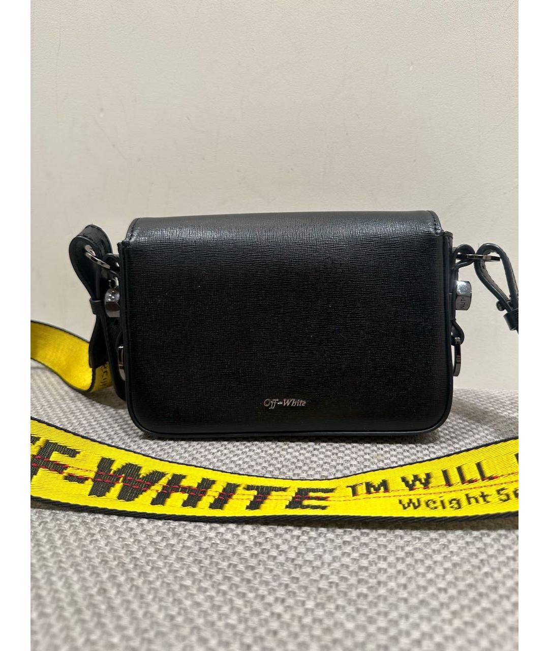 OFF-WHITE Черная кожаная сумка через плечо, фото 3