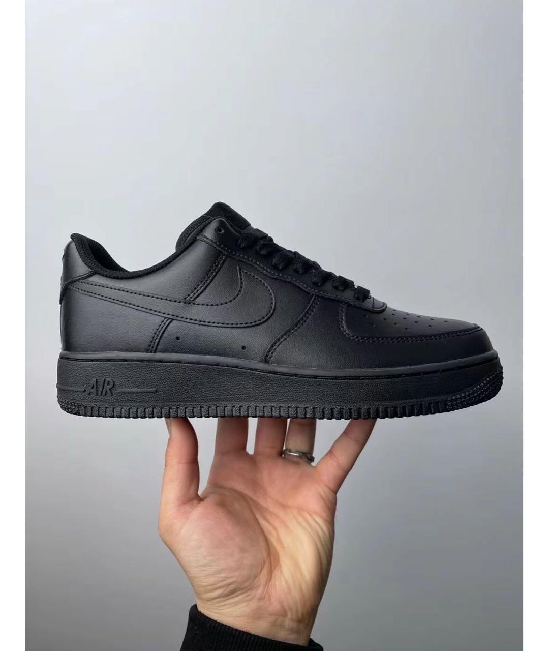 NIKE Черные кожаные низкие кроссовки / кеды, фото 2