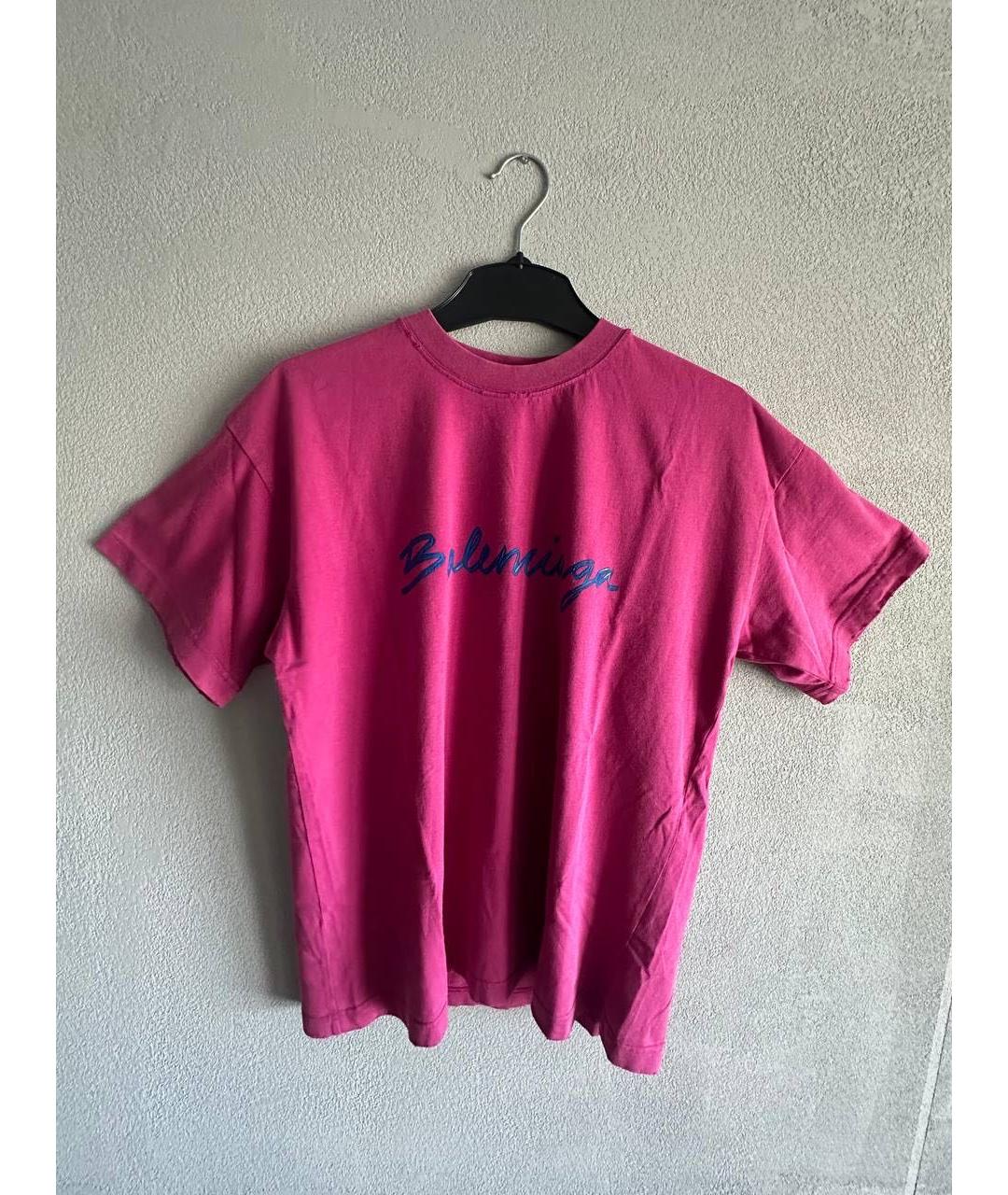 BALENCIAGA Розовая хлопковая футболка, фото 3