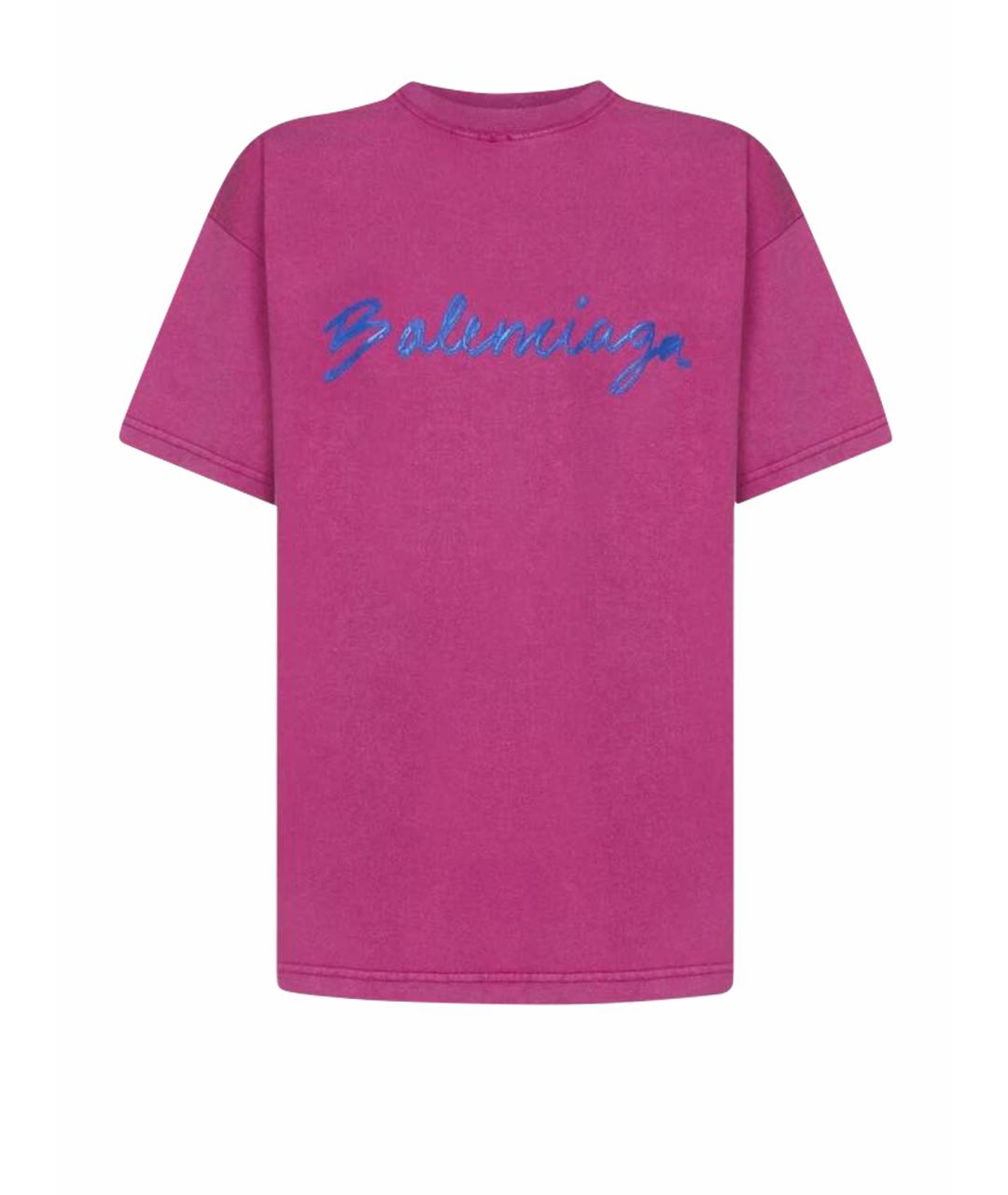 BALENCIAGA Розовая хлопковая футболка, фото 1