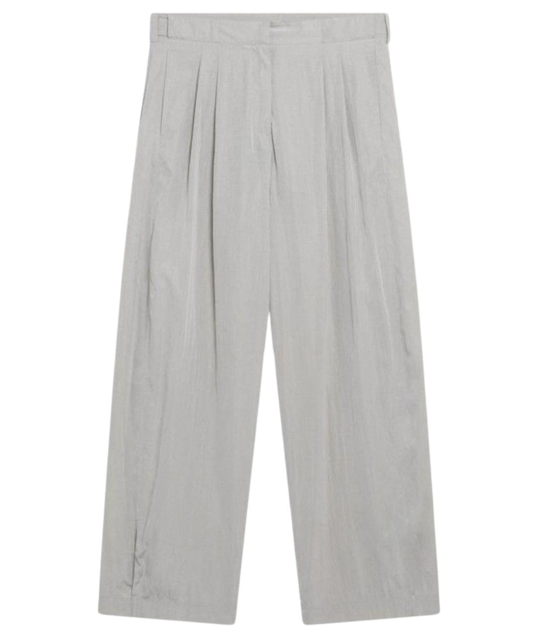 THE ROW Серые шелковые прямые брюки, фото 1