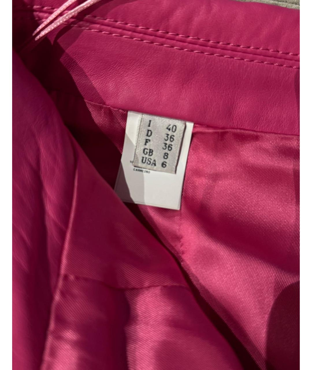 MOSCHINO Розовая кожаная юбка миди, фото 6