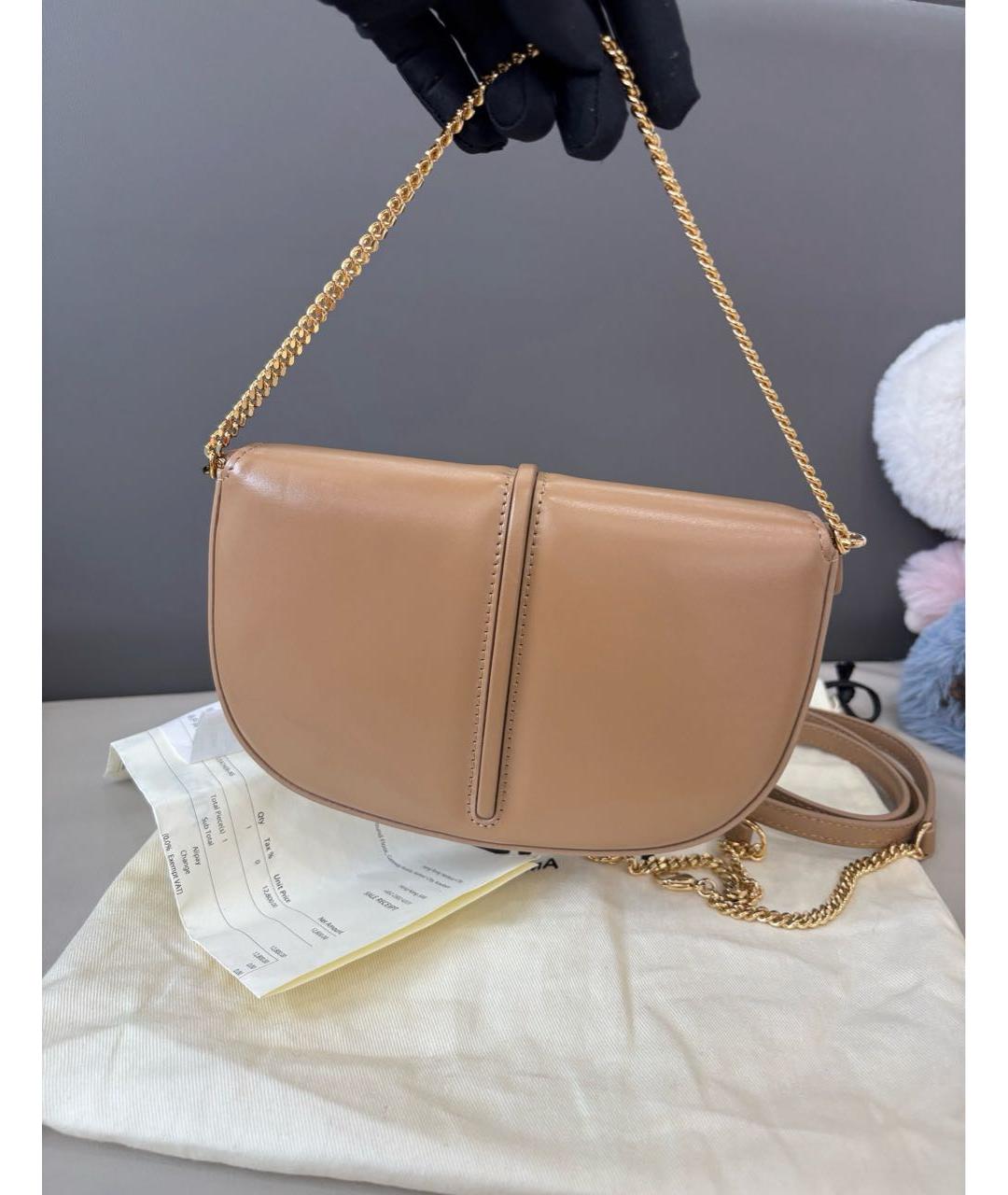 FENDI Бежевая кожаная сумка через плечо, фото 4