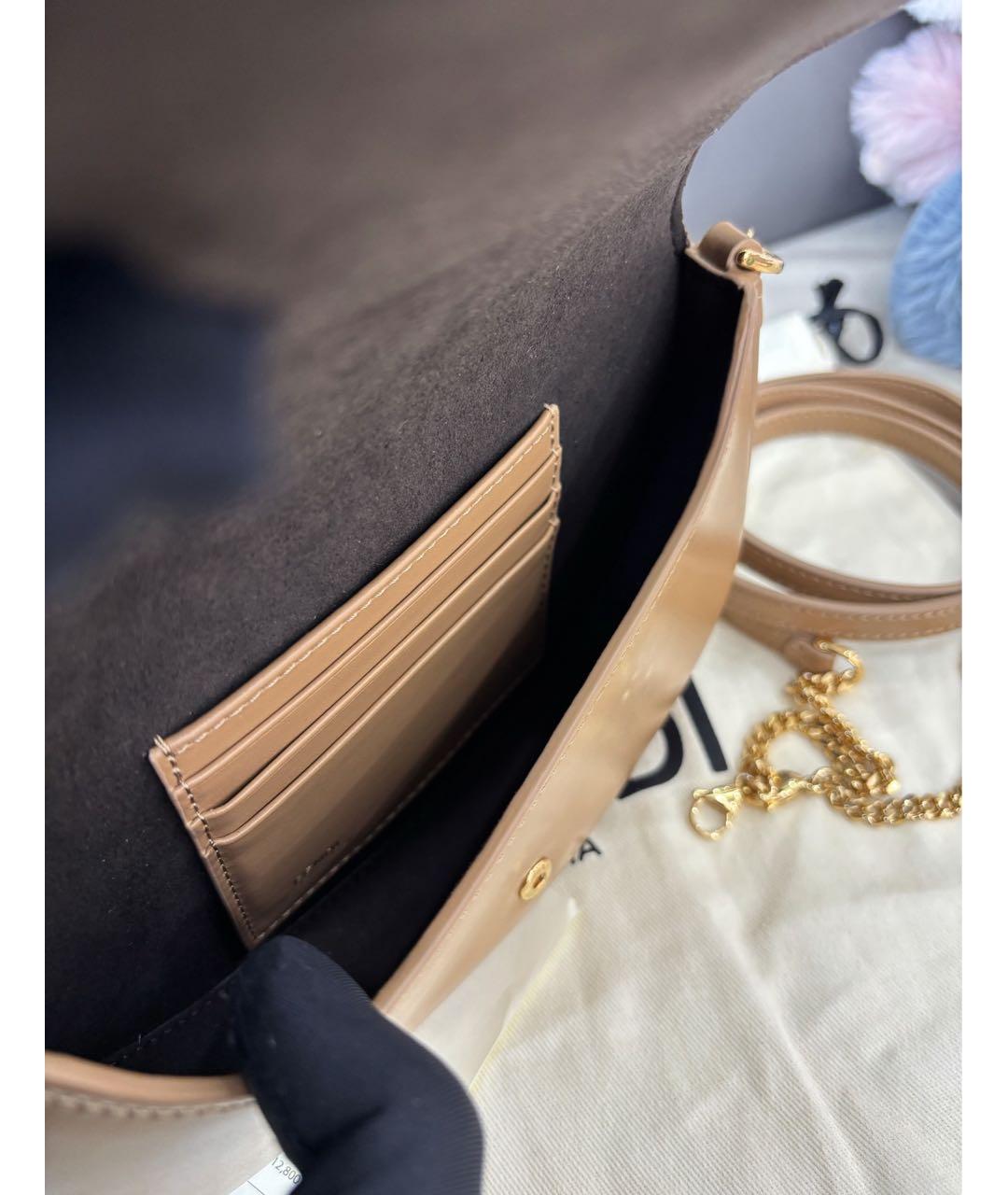 FENDI Бежевая кожаная сумка через плечо, фото 7