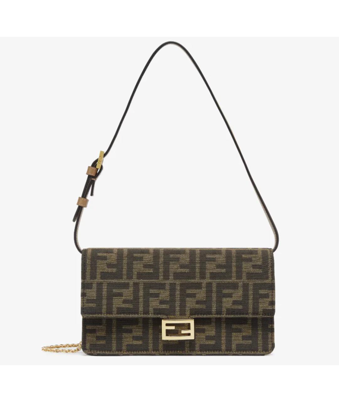 FENDI Коричневая тканевая сумка через плечо, фото 3