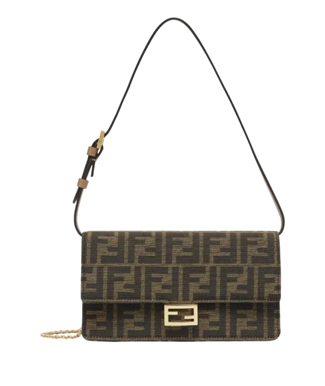 FENDI Коричневая тканевая сумка через плечо, фото 1