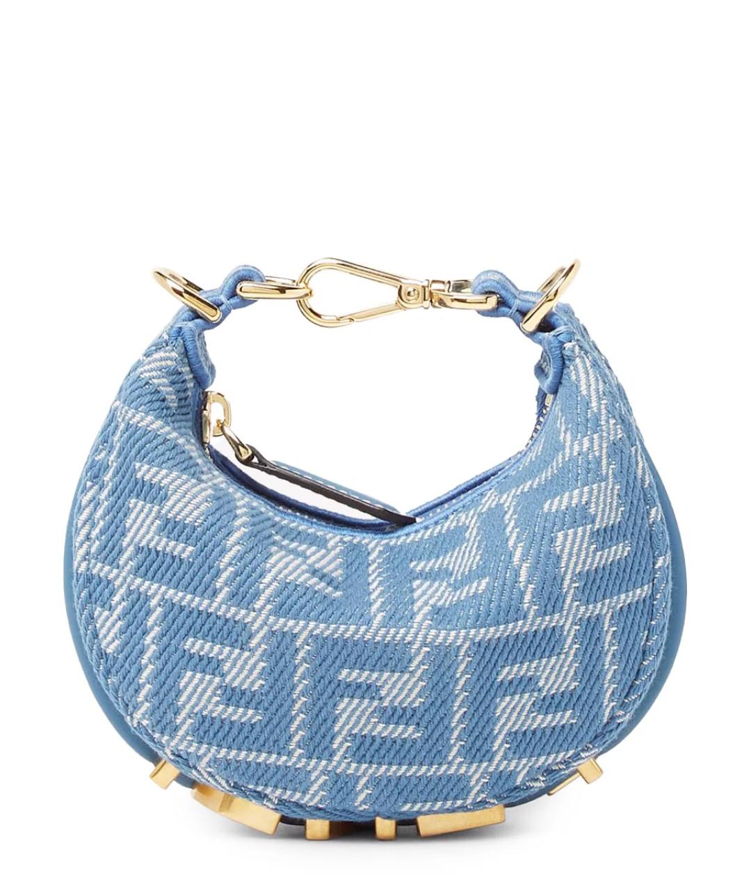 FENDI Голубая кожаная сумка с короткими ручками, фото 1