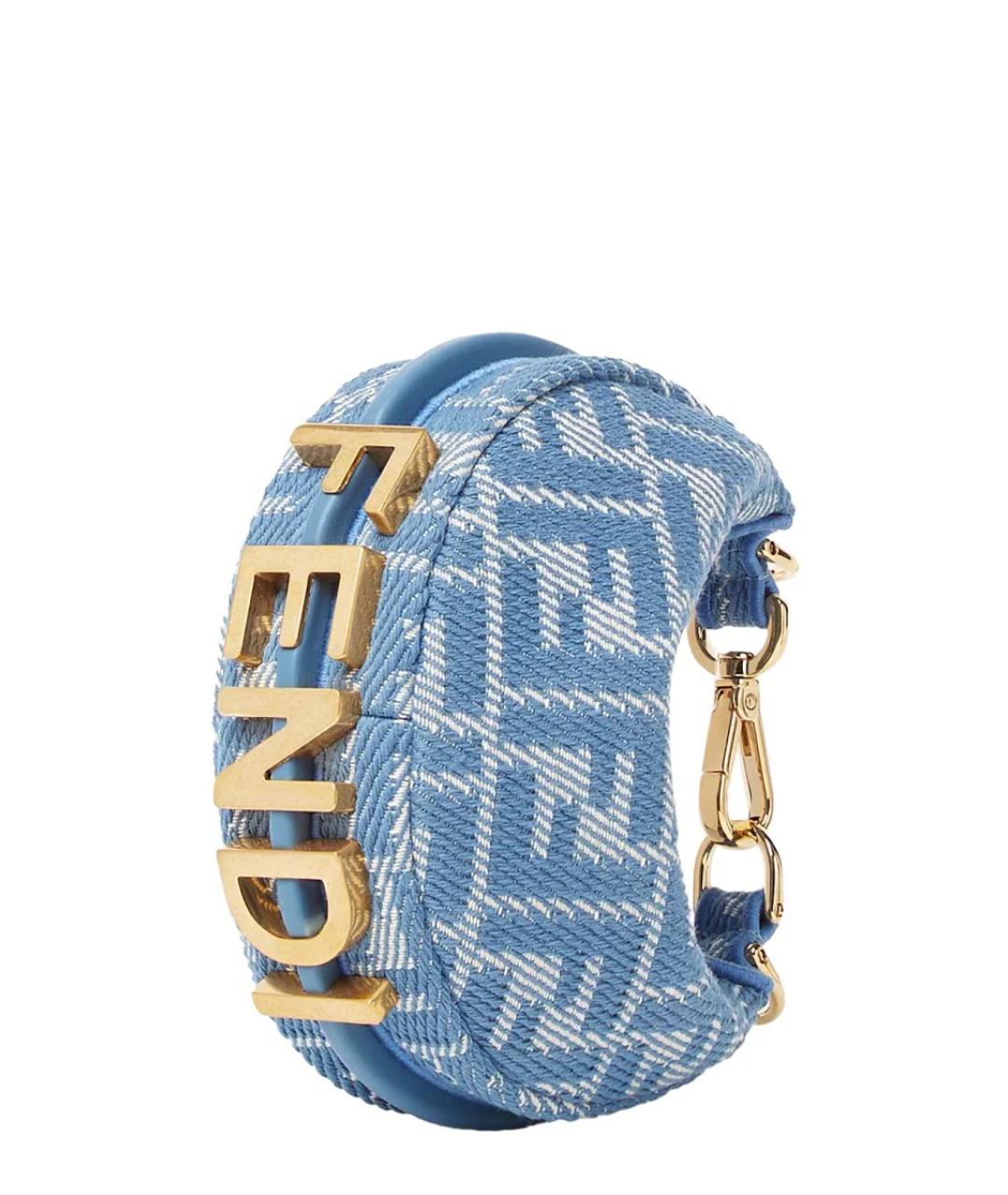 FENDI Голубая кожаная сумка с короткими ручками, фото 2