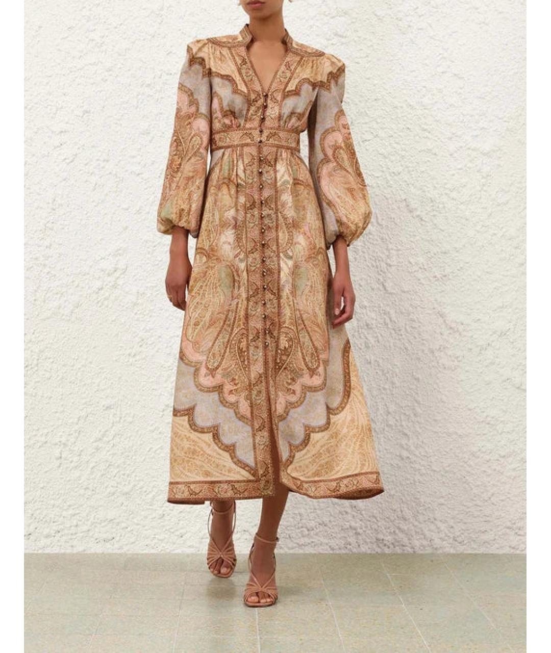 ZIMMERMANN Мульти льняное повседневное платье, фото 2