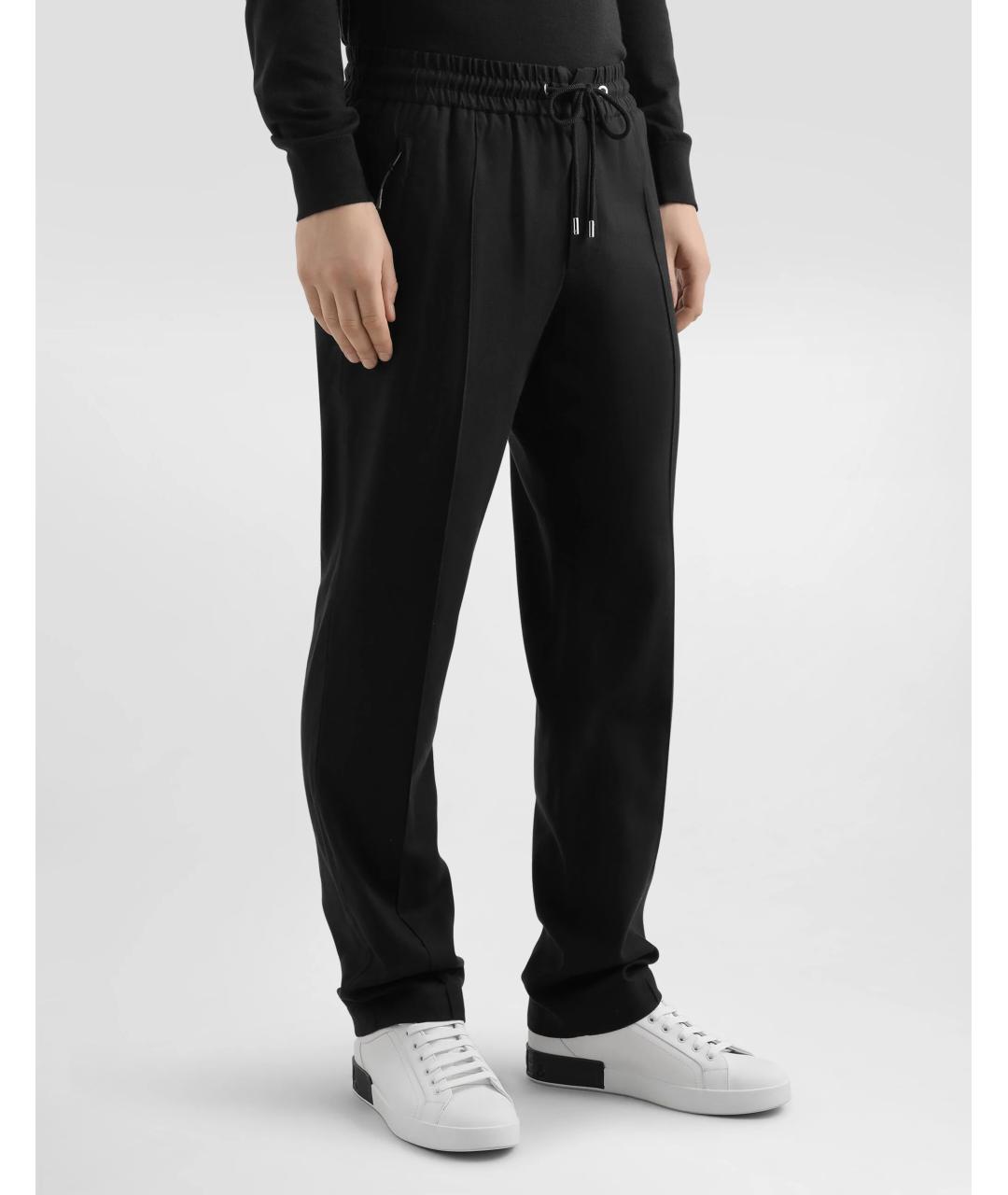 DOLCE&GABBANA Черные хлопковые повседневные брюки, фото 2