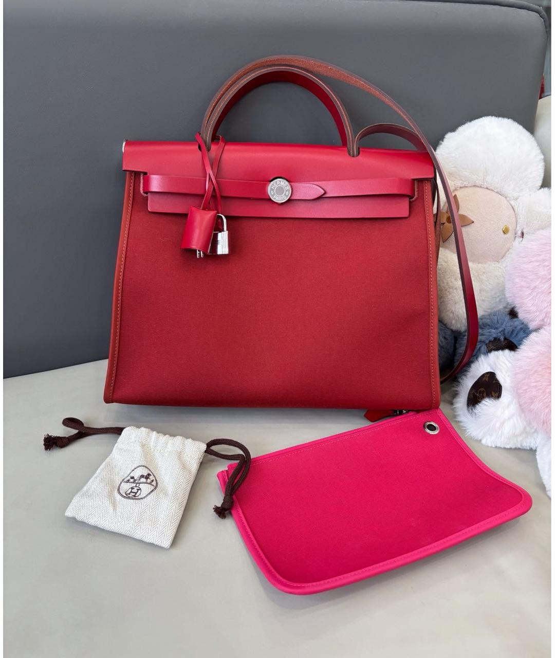 HERMES Красная тканевая сумка через плечо, фото 2