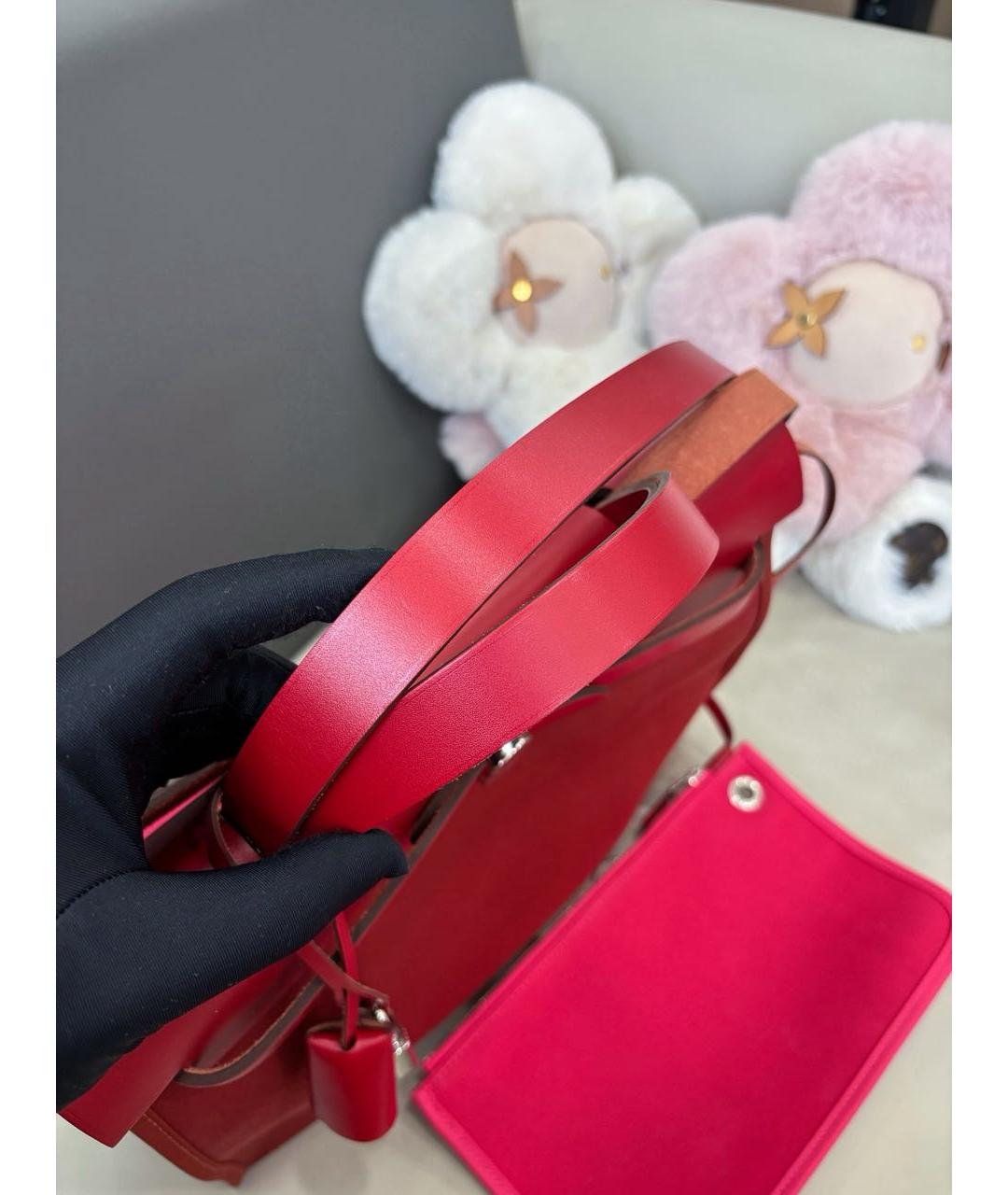 HERMES Красная тканевая сумка через плечо, фото 6