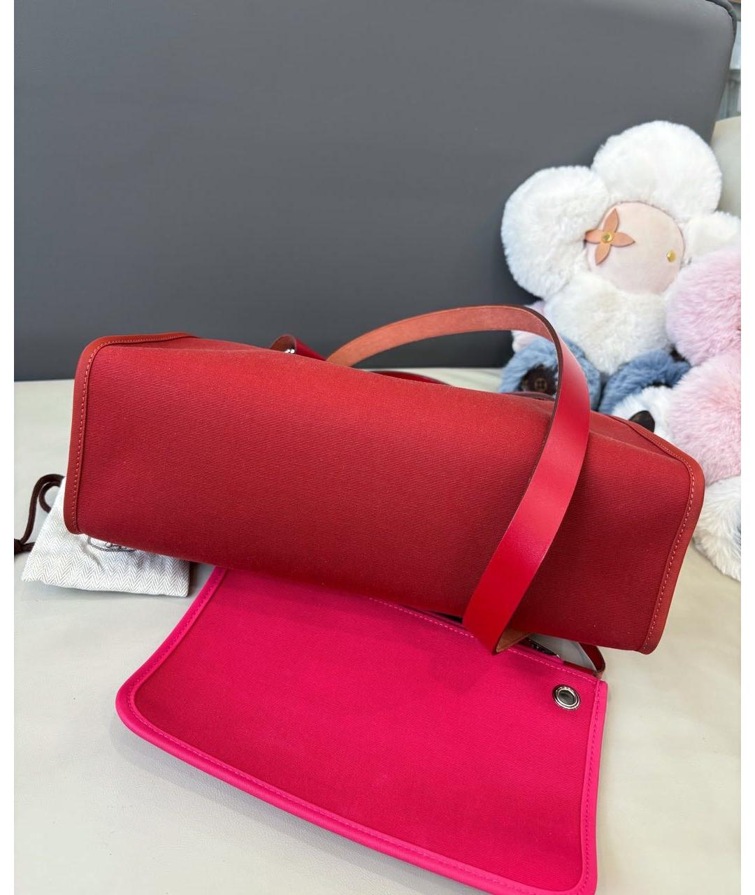HERMES Красная тканевая сумка через плечо, фото 5