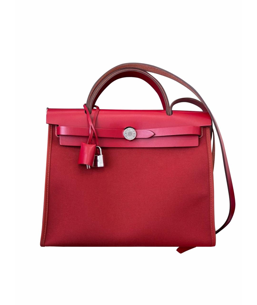 HERMES Красная тканевая сумка через плечо, фото 1