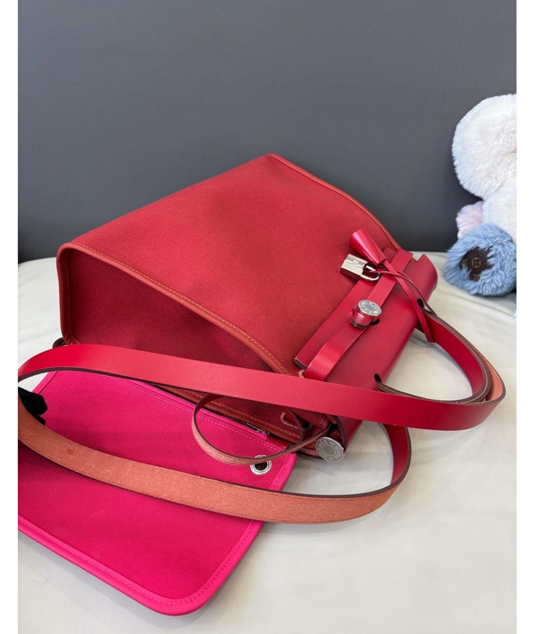 HERMES Красная тканевая сумка через плечо, фото 8