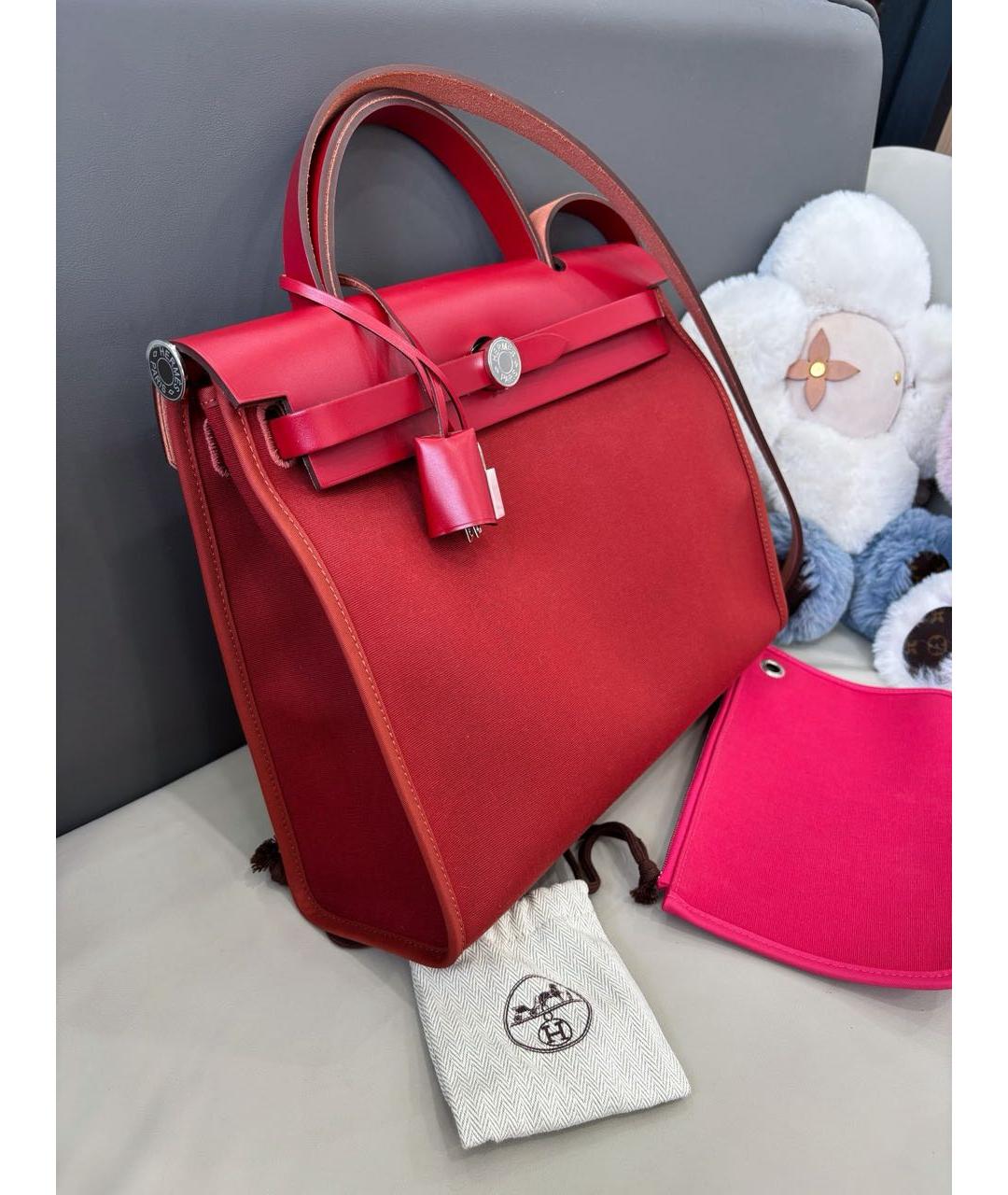 HERMES Красная тканевая сумка через плечо, фото 3