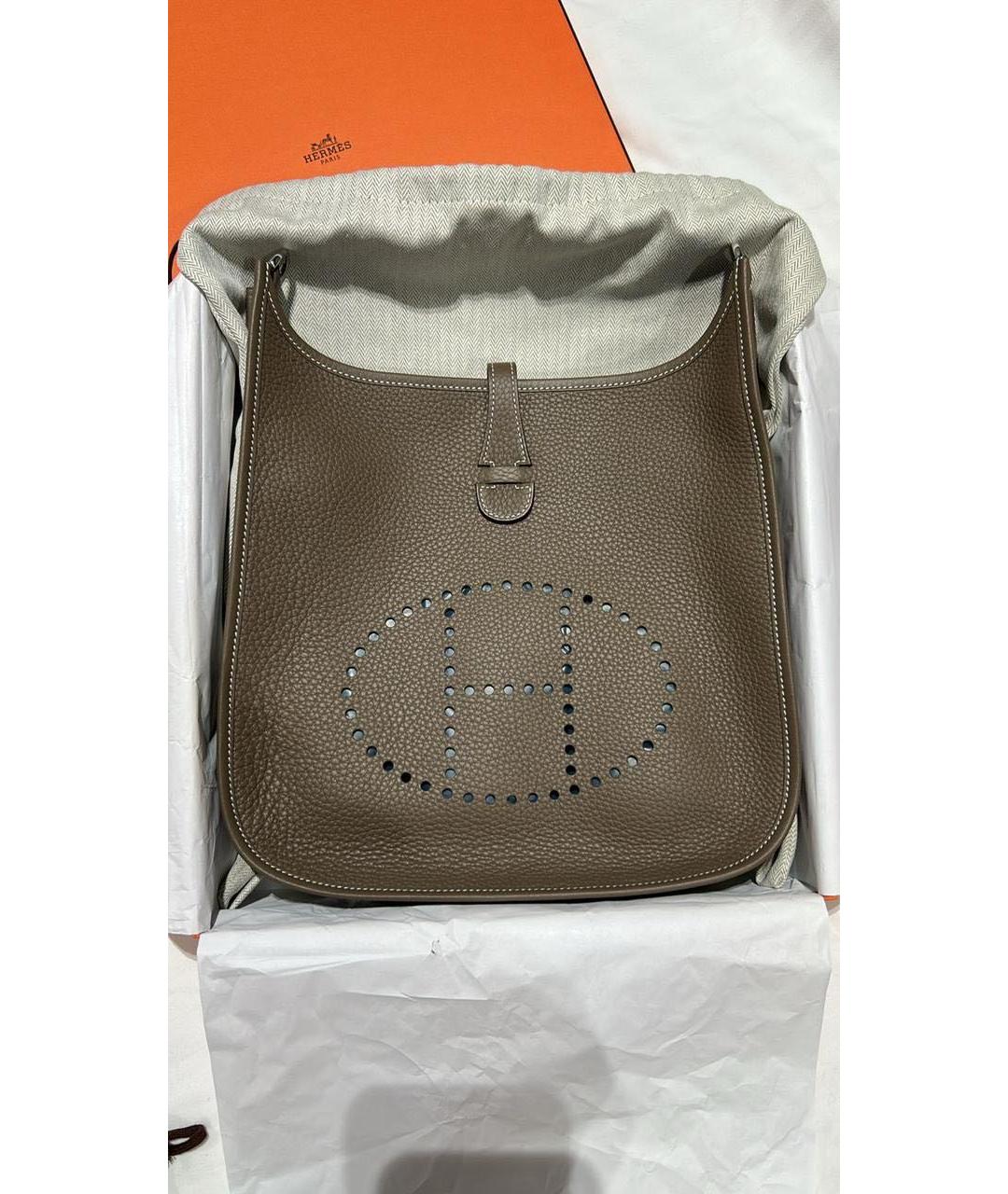 HERMES Бежевая кожаная сумка через плечо, фото 3