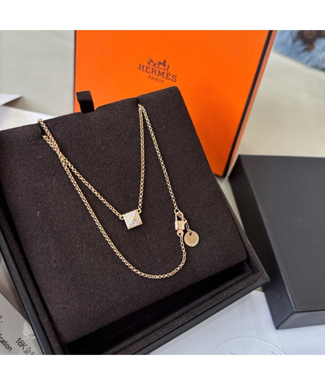 HERMES Розовое колье из розового золота, фото 2