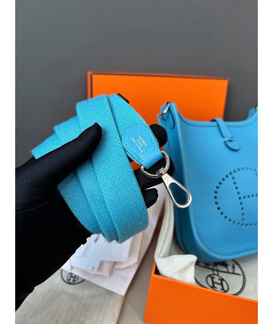 HERMES Голубая кожаная сумка через плечо, фото 6