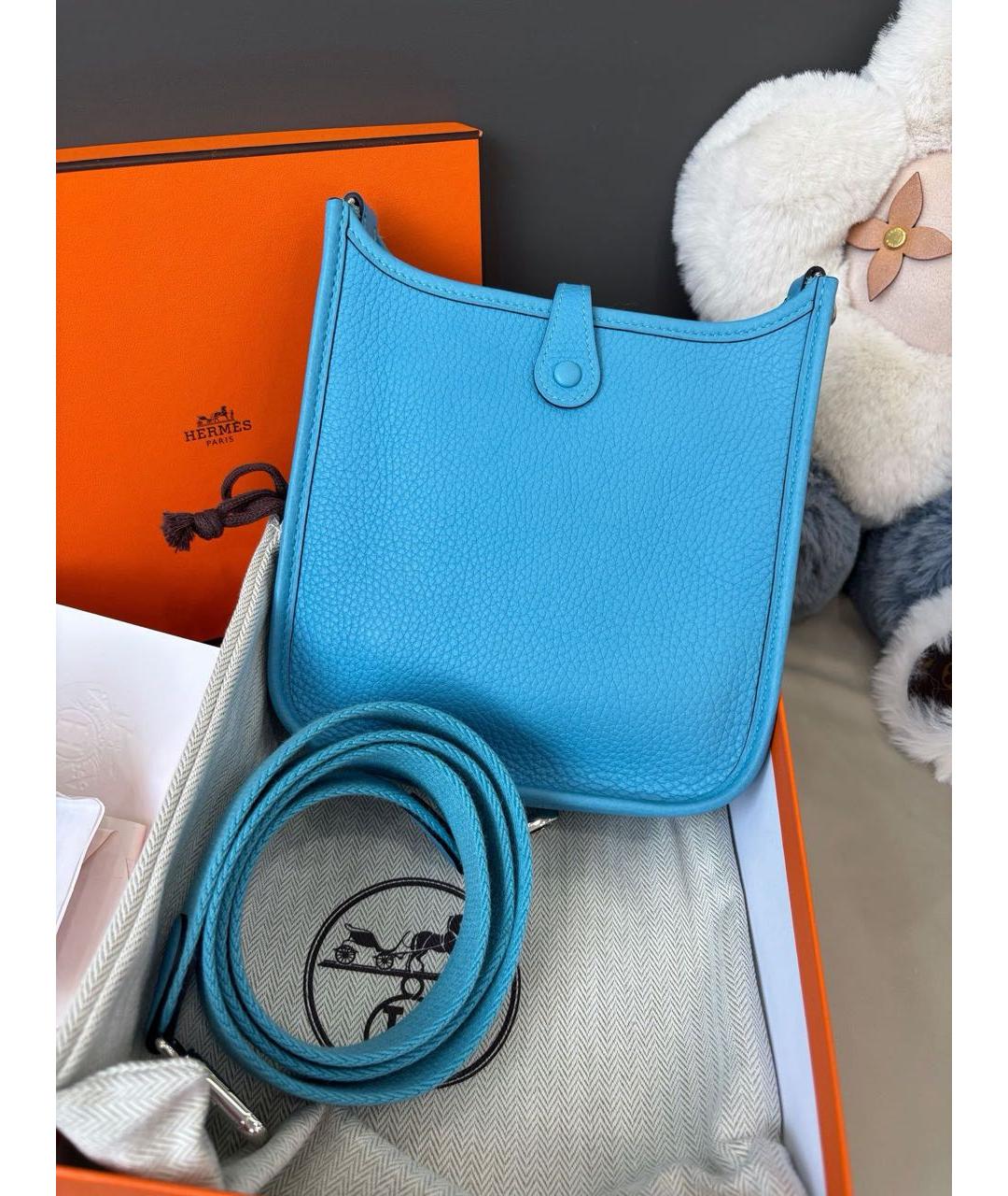 HERMES Голубая кожаная сумка через плечо, фото 3