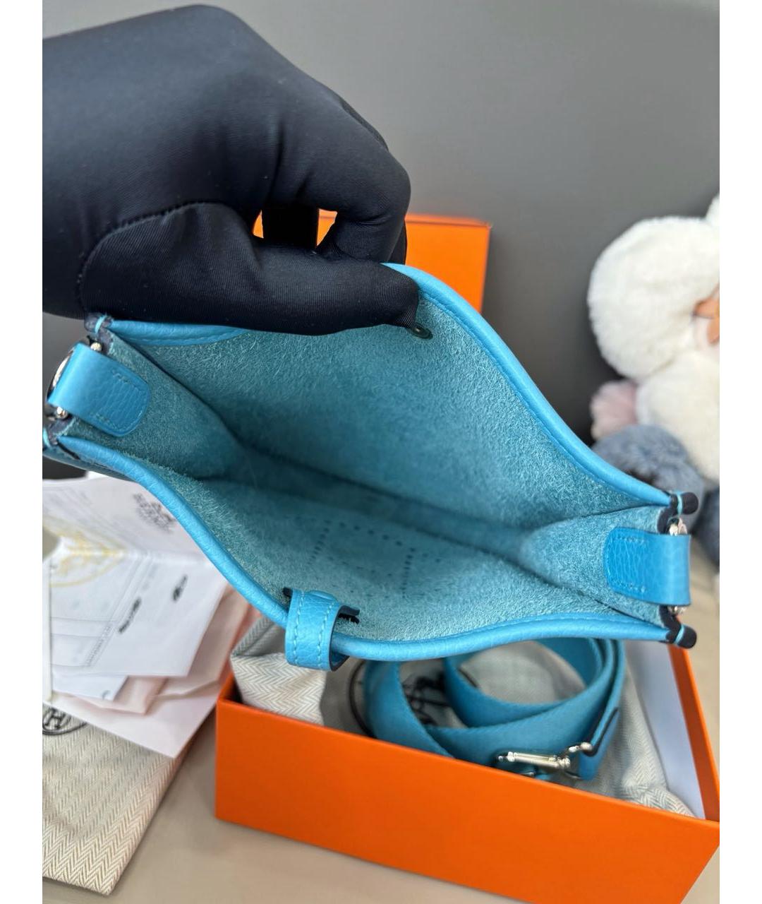 HERMES Голубая кожаная сумка через плечо, фото 7