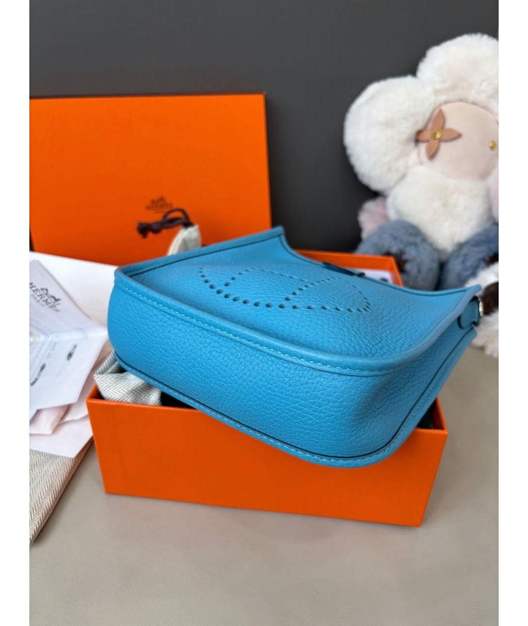 HERMES Голубая кожаная сумка через плечо, фото 5