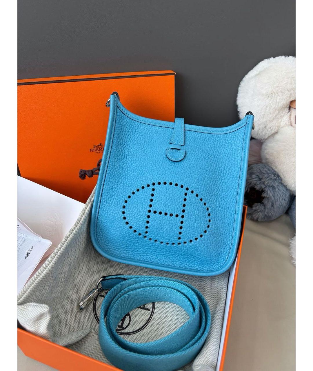 HERMES Голубая кожаная сумка через плечо, фото 8