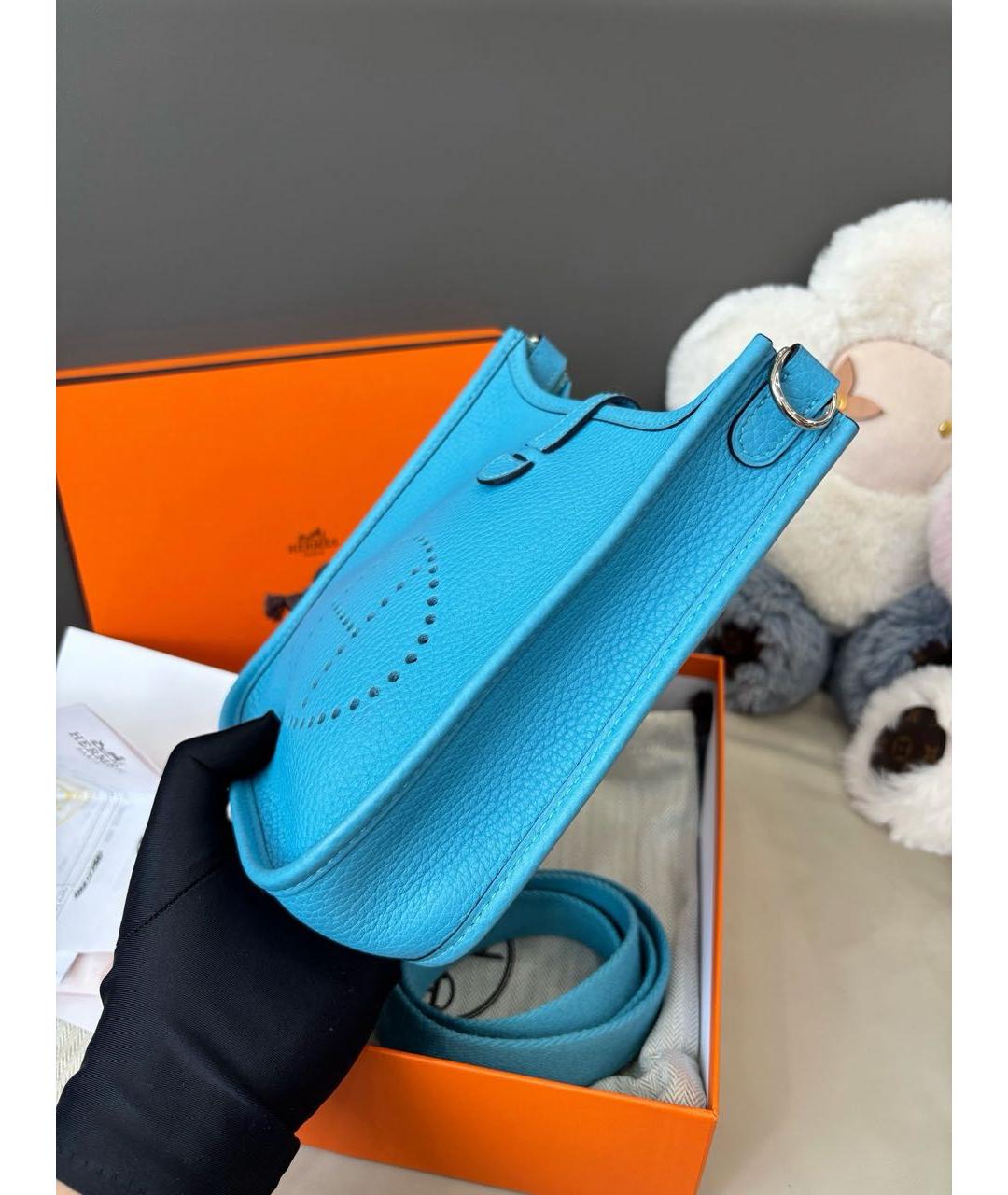 HERMES Голубая кожаная сумка через плечо, фото 4