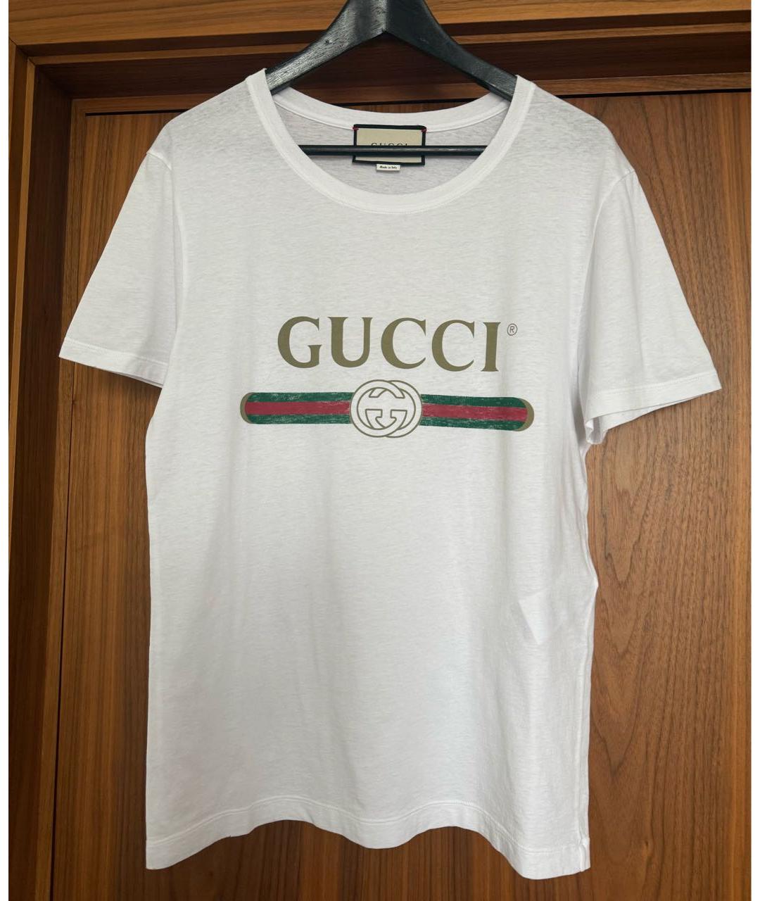 GUCCI Белая хлопковая футболка, фото 6