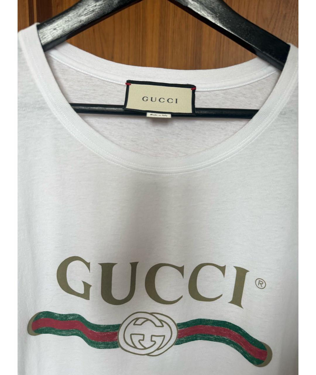 GUCCI Белая хлопковая футболка, фото 4