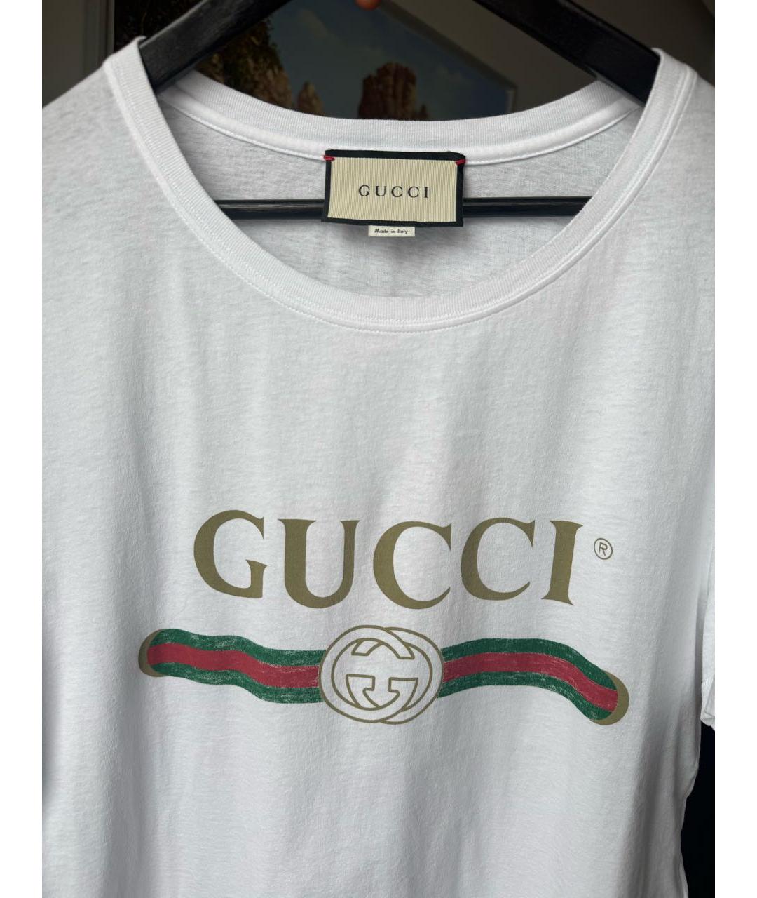 GUCCI Белая хлопковая футболка, фото 3