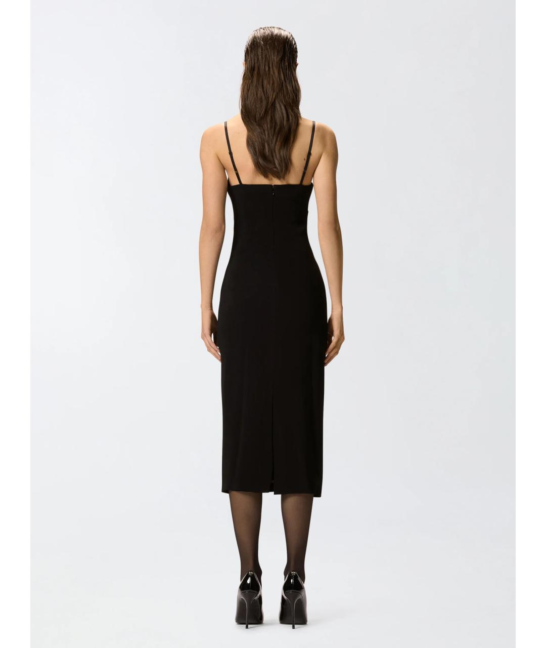 PINKO Черное вискозное коктейльное платье, фото 4