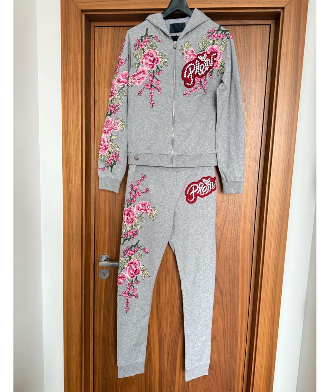 PHILIPP PLEIN Серый хлопко-эластановый спортивные костюмы, фото 9