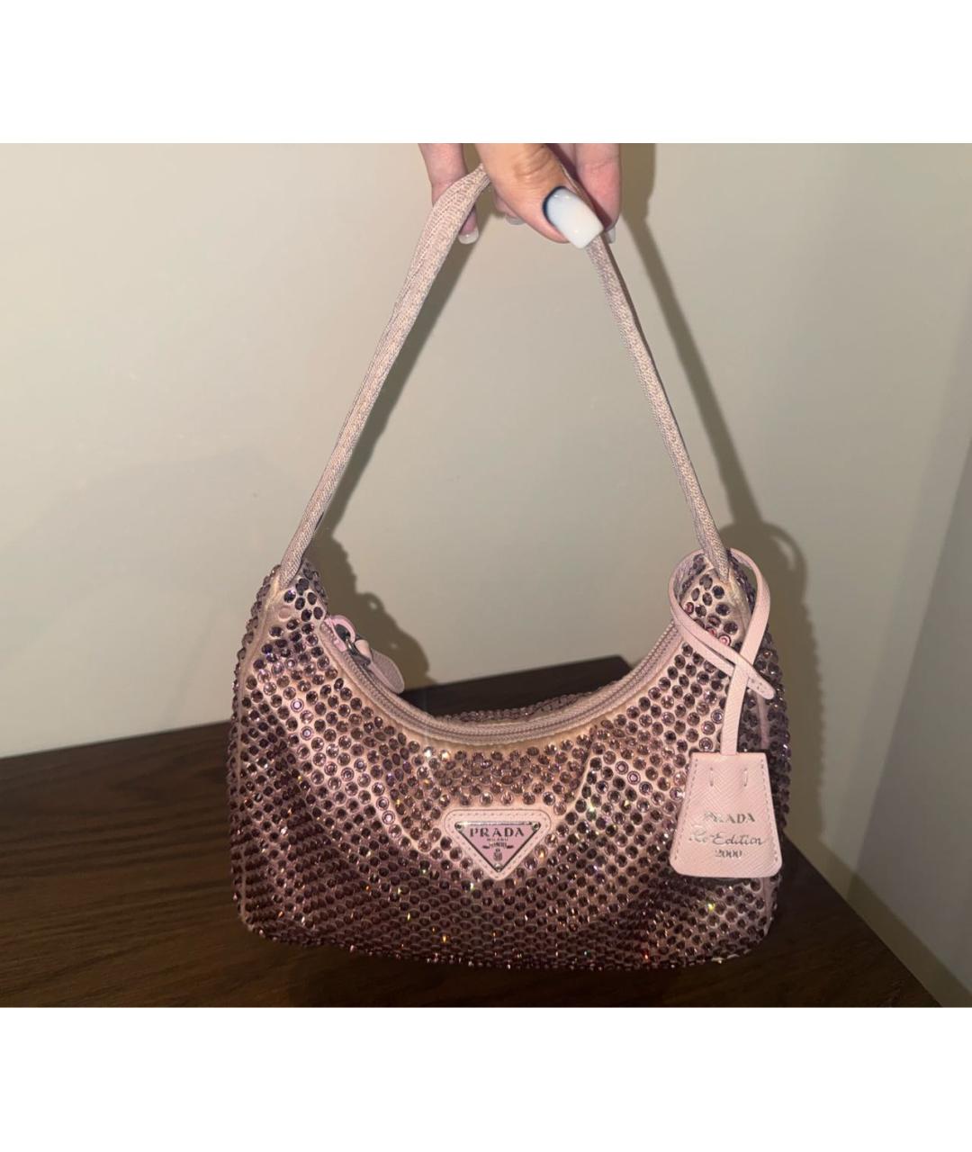 PRADA Розовая тканевая сумка через плечо, фото 3