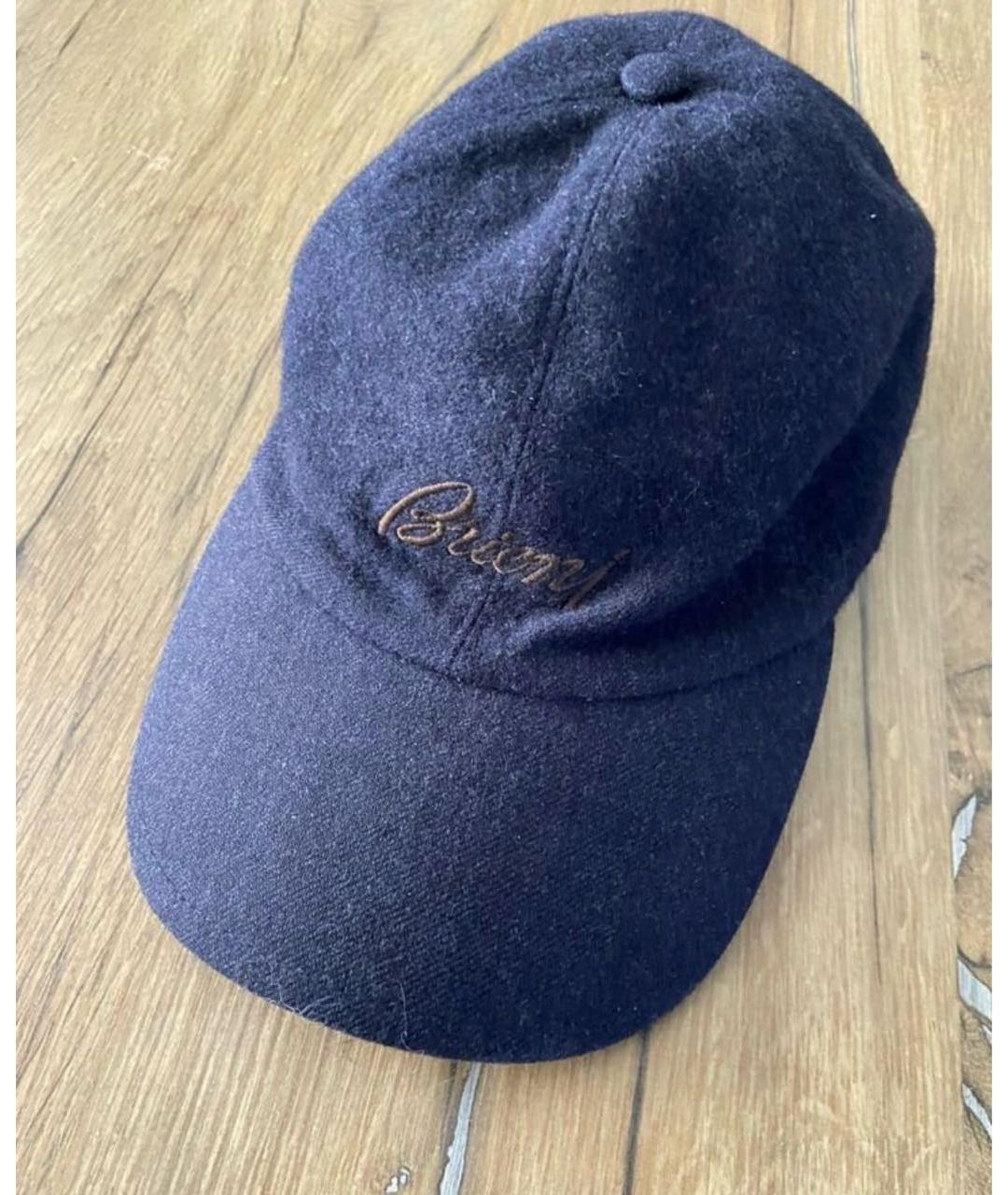 BRIONI Темно-синяя шерстяная кепка/бейсболка, фото 3