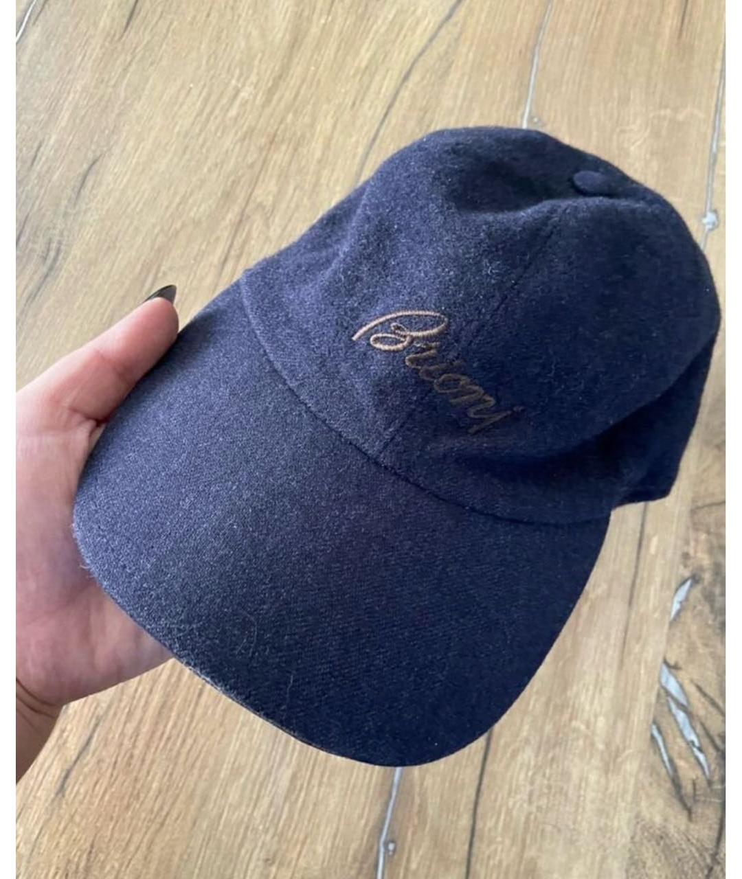 BRIONI Темно-синяя шерстяная кепка/бейсболка, фото 8